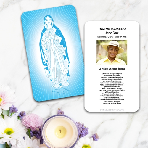 Show details for Virgin Mary 2 Spanish Prayer Card