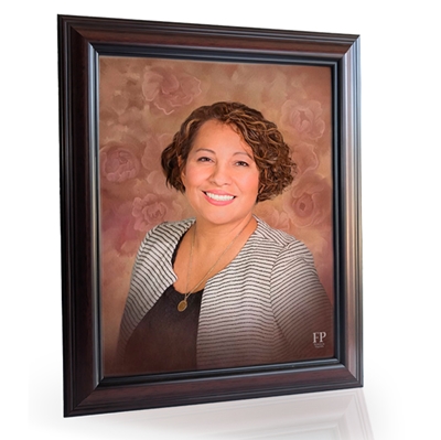 Show details for Framed Memorial Portrait - Painted Roses Lifescapes Background