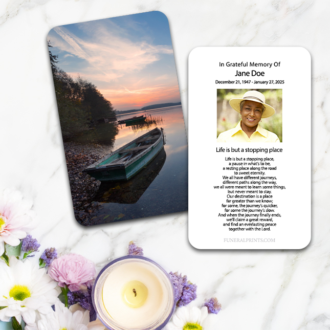 Show details for Lake Sunrise Spanish Prayer Card