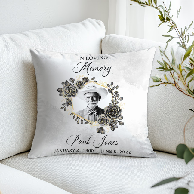 Show details for Black Gold Floral Pillow