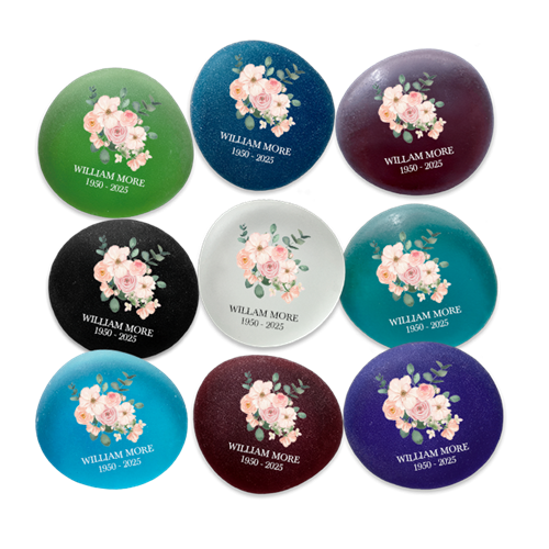 Show details for Multicolor Frosted Assortment Pink Flowers Memorial Stone