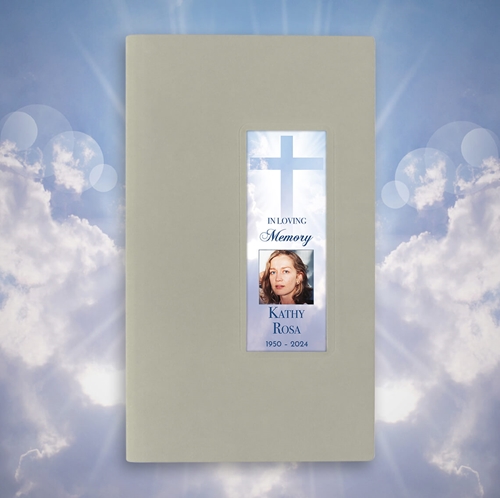 Show details for Cross in Clouds Guest Book - Gray