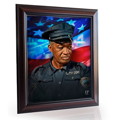 Show details for Framed Memorial Portrait - Fallen Guardian Lifescape Background