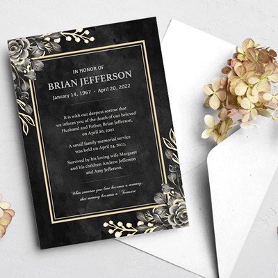 Show details for Black Floral Border Announcement