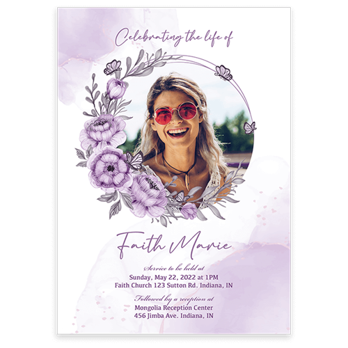 Show details for Purple Floral Invitation