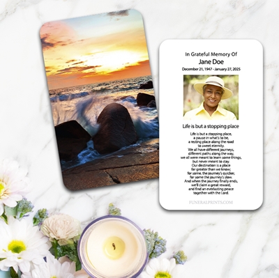 Show details for Crashing Waves Large Memorial Card (3" x 4.75")