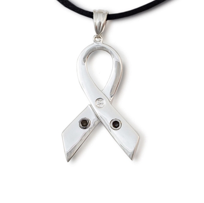 Show details for Breast Cancer Ribbon Cremation Pendant - Polished Sterling Silver