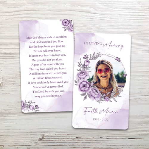 Picture of Purple Floral Memorial Card