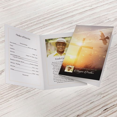 Show details for Cross & Dove Funeral Program (Design for Me)