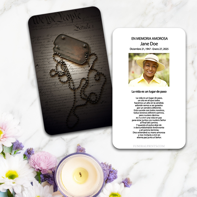 Show details for Dog Tags Spanish Prayer Card