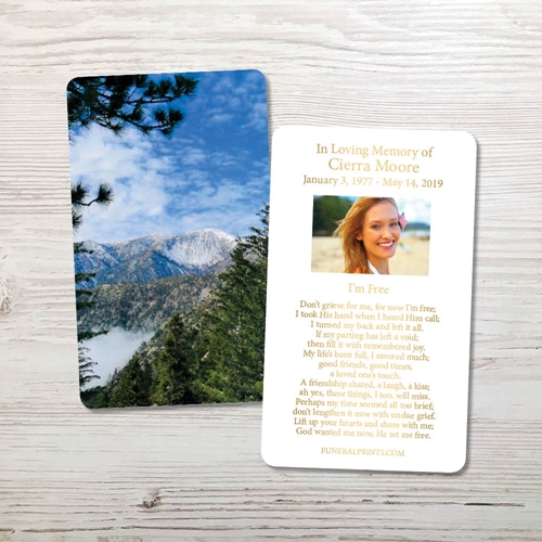 Picture of Mountains Gold Foil Memorial Card