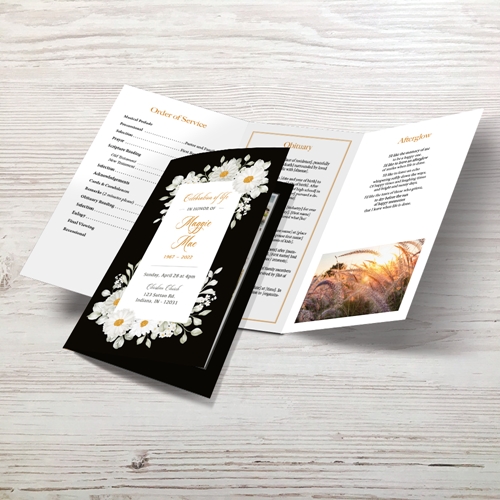 Picture of White Floral Trifold Program (MegaEdit)