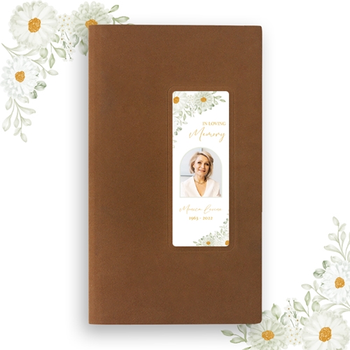 Show details for White Floral Border Guest Book - Brown