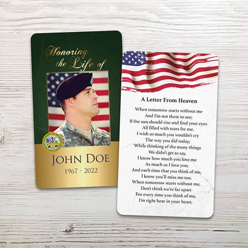 Show details for US Army Memorial Card