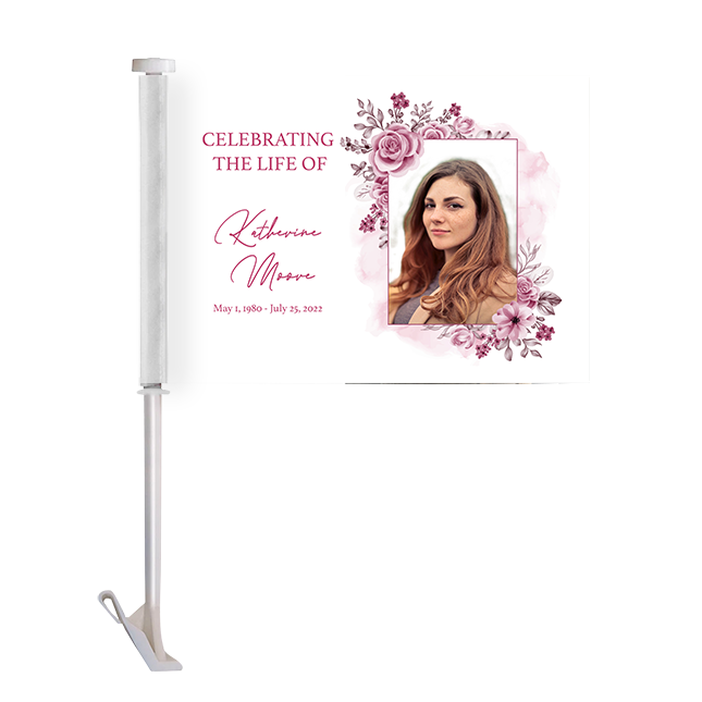 Show details for Pink Floral Car Flag