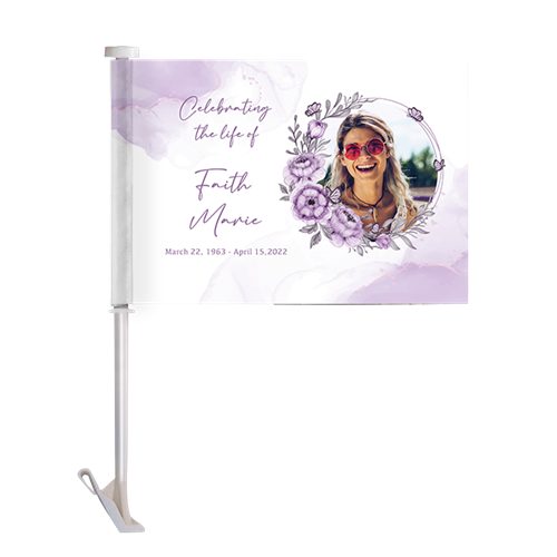 Show details for Purple Floral Car Flag