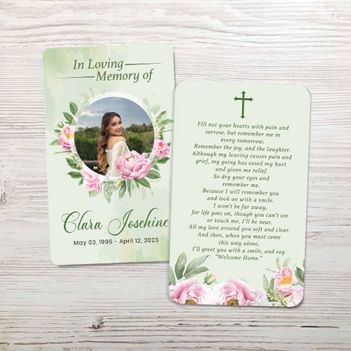 Show details for Cross Peony Memorial Card